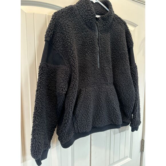 Women's Joy Lab 3/4 Zip Black Fleece Pull-Over Jacket Size M - Picture 4 of 5